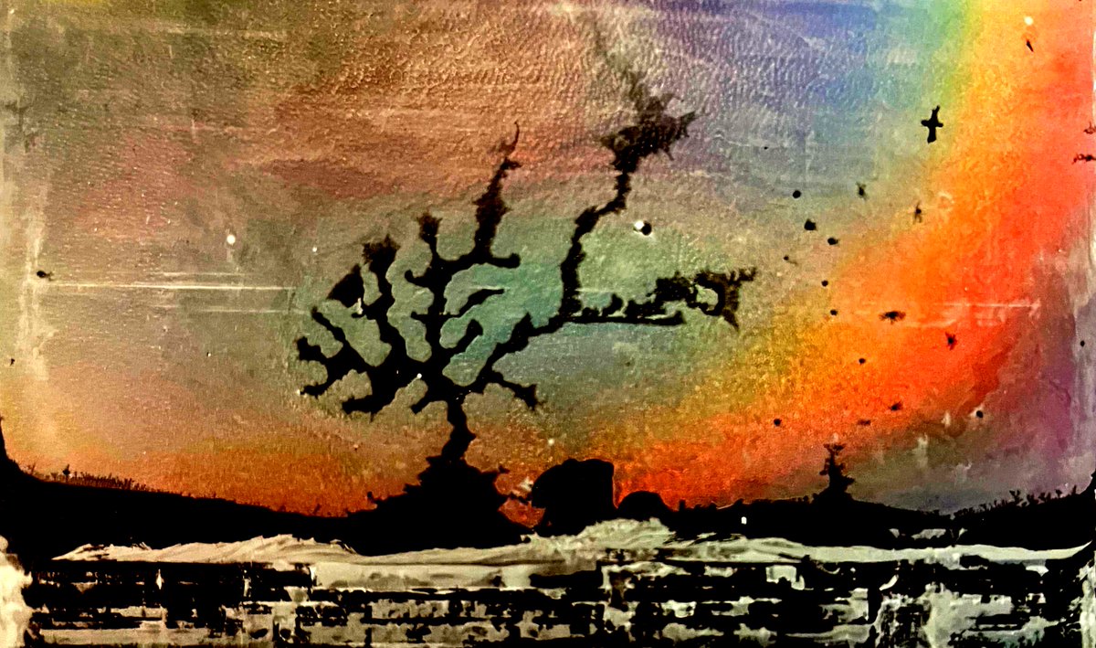 Not a tree by a pond with birds flying about.  This is a fractal defect at the edge of our colloidal crystal...

Credit: Dr. Samuel Wilson-Whitford
<a href="/LehighSciArt/">Science is Art @Lehigh</a>