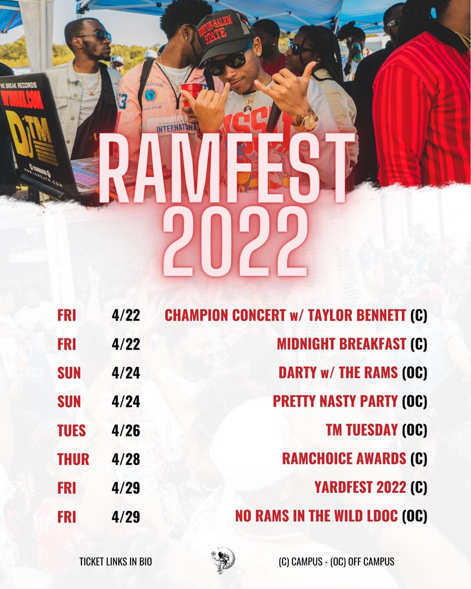 TreMonJamal's tweet photo. RAMILY, Iโm giving you a NINE (9) DAY NOTICE. #WSSU
Here is my RamFest 2022 lineup.
Donโt say I didnโt warn you. ๐
All OC event tickets are in my bio ๐ #TheColdestAlive #TMsHome https://t.co/BhYKJhc1Dc