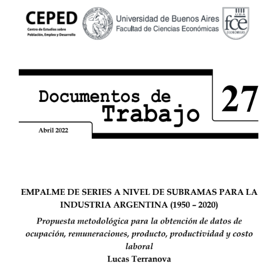 Contentísimo porque salió nuevo Documento de Trabajo del CEPED! 🥳🥳 Esta vez, reconstruimos series de largo plazo a dos dígitos de desagregación (😱😱😱😱) para la industria manufacturera desde 1950! 🏭🏭 #Hilo con lo más relevante!