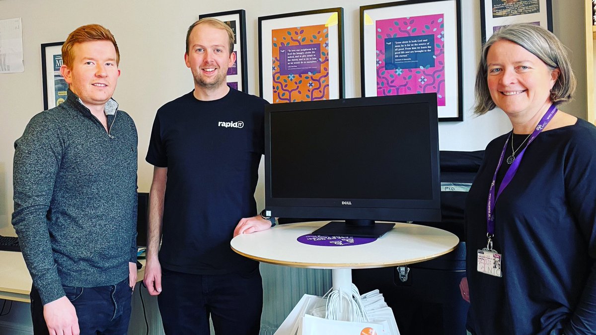 NTC_Manchester's tweet photo. Huge thanks to our friends at @rapiditgroup who donated three computers to the College today!

Jack and Chris came in to deliver the computers to Deirdre, thanks to a connection made by our student, Ryan. https://t.co/VNMYz0EBtT