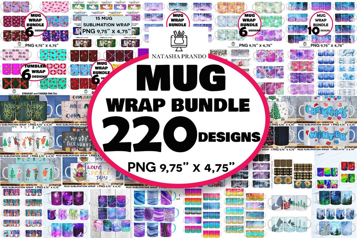 Mega Bundle Mug Wrap Sublimation 220 Designs 
#ad #mugbundle #sublimation #mugwrap #mugdesign #megabundle #craft #crafting #giftidea #christmasmug #flowermug 
designbundles.net/natashaprando/…