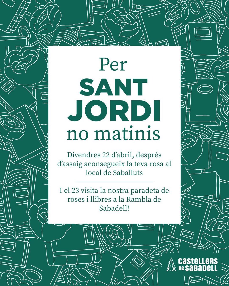 Vols un punt de llibre fet pel nostre artista saballut <a href="/CruzIllustrator/">Dani_Cruz_illustrator</a> ? Te’l regalem! 

Vine al nostre local el pròxim 22 d’abril o a la paradeta que tindrem a la Rambla l’endemà, per la Diada de Sant Jordi, i et donarem un punt de llibre per cada compra que facis! 🌹📚💚