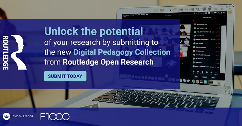 tandfonline's tweet photo. Are you researching digital pedagogy?
Submit to the new 'Digital Pedagogy' Collection from #RoutledgeOpenResearch and disseminate your ground-breaking findings rapidly and openly.
Find out more ➡️https://t.co/17JeZW8xPg
