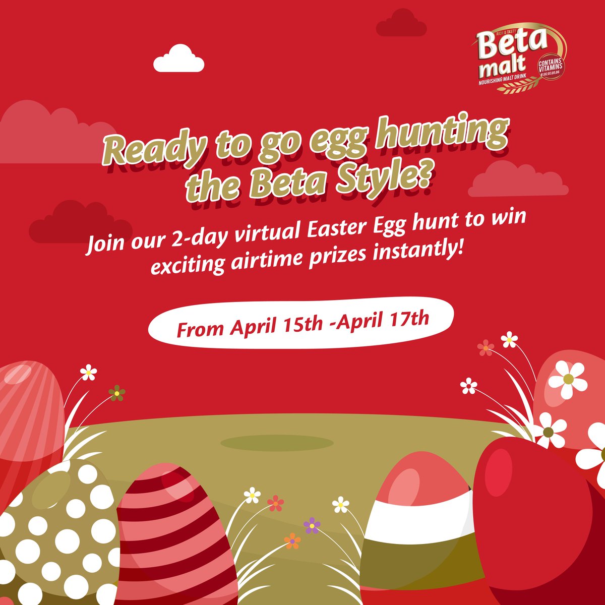 BetaMaltGhana's tweet photo. Each day, we will put up a post with a number of hidden Easter Eggs. The first person to spot all the eggs, share on their timeline and leave a comment wins!
PS: Remember to tag us @Betamaltgh
#BetaMalt #TheBetaWay
#BetaSnack #Snacks #Healthy#Delicious
#Refreshment https://t.co/tL9zF5daDH