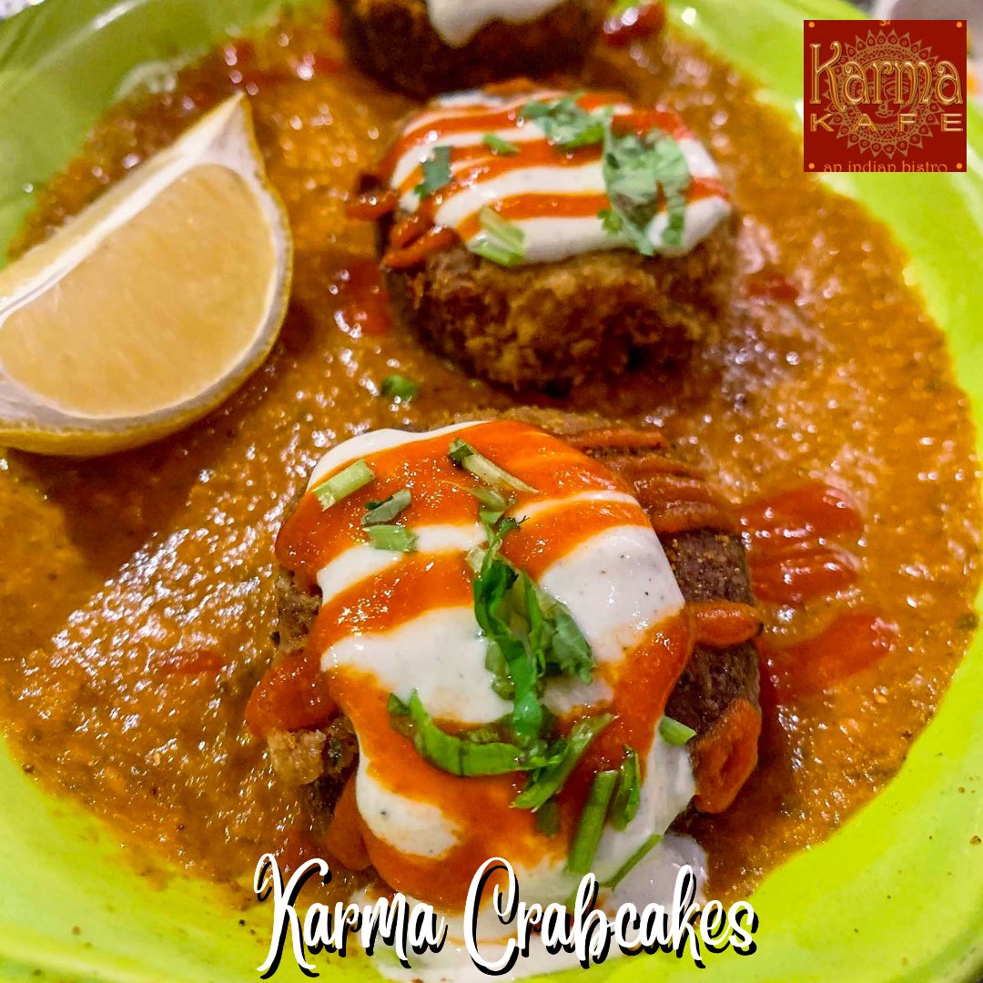 Here’s a closer look at our popular Karma Crabcake!! 

This flavorful appetizer has three crabcakes served over a chilled tomato and garlic reduction garnished with a yogurt and pepper sauce. You gotta try this! 😋

📸 - @hobokendinnerclub 

To order call 201.610.0900

#KarmaKafe