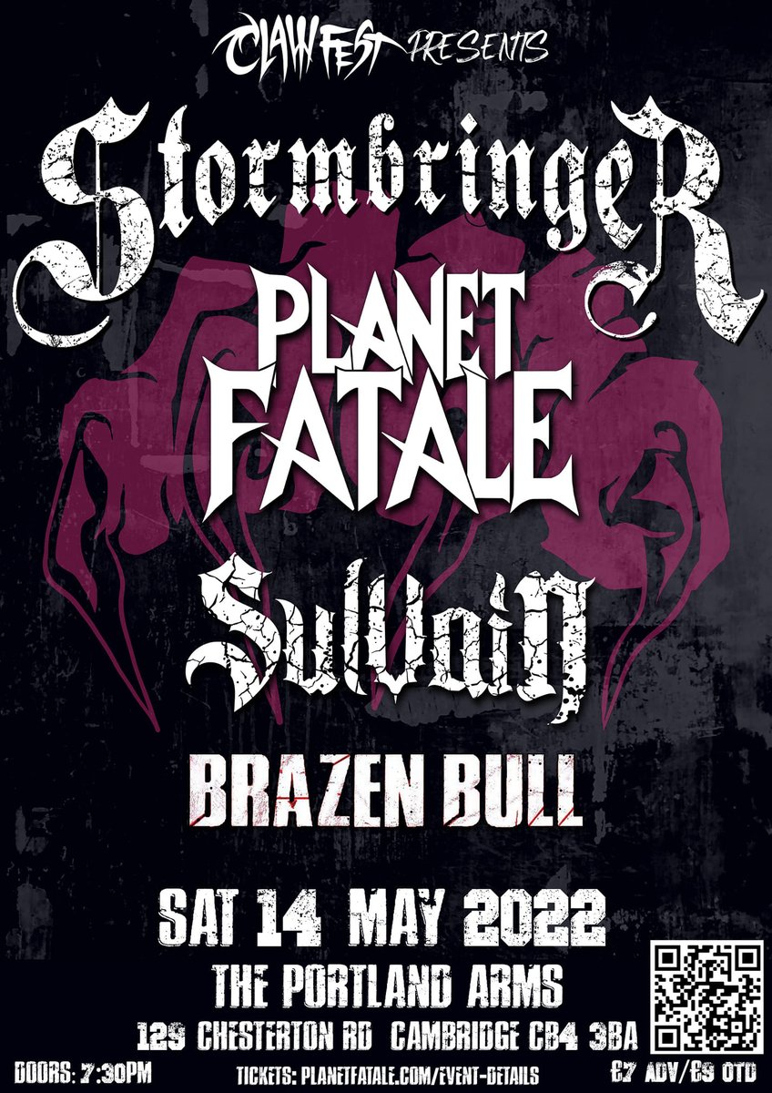 IgniteRocksShow (@igniterockshow) on Twitter photo Here's the poster for the <a href="/UKSTORMBRINGER/">STORMBRINGER</a> <a href="/planetfatale/">Planet Fatale</a>, #Sulvain & #BrazenBull gig on 14th May at the <a href="/ThePortlandArms/">The Portland Arms</a> in #Cambridge. It's going to be a great night! 😃 Here's the poster for the <a href="/UKSTORMBRINGER/">STORMBRINGER</a> <a href="/planetfatale/">Planet Fatale</a>, #Sulvain & #BrazenBull gig on 14th May at the <a href="/ThePortlandArms/">The Portland Arms</a> in #Cambridge. It's going to be a great night! 😃