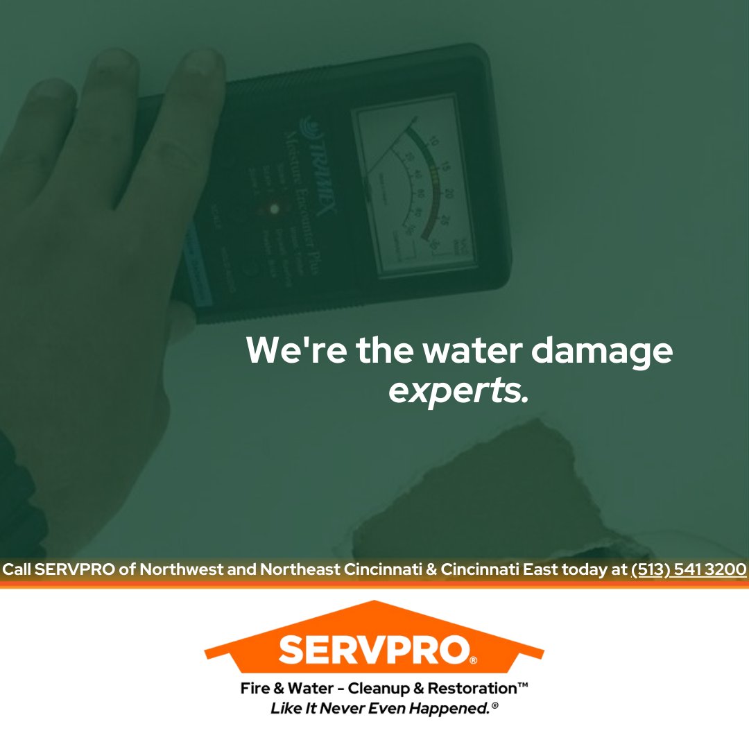 Sometimes after a water disaster, there is moisture hidden within the structure. 💧 Our SERVPRO water damage specialists are experts that use advanced technology to detect any remaining moisture, ensuring the dry out process is complete and does not cause further damages.