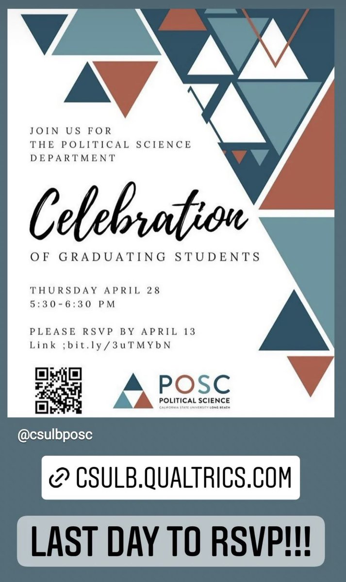 ATTENTION GRADUATING SENIORS 
  ‼️Don’t forget to register ‼️
     ⬇️Register using Link Below ⬇️ 
csulb.qualtrics.com/jfe/form/SV_6J… #politicalscience #csulb <a href="/CSULB/">Cal State Long Beach</a>
