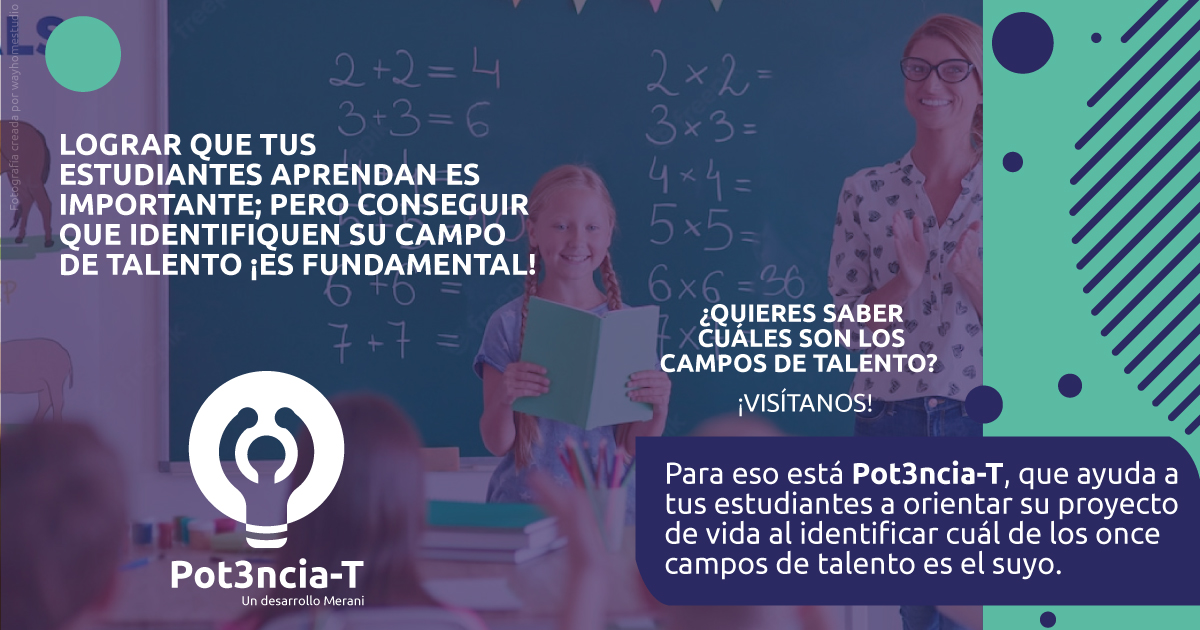MeraniProyectos's tweet photo. Pot3ncia-T indaga los intereses, las aptitudes cognitivas y las habilidades presentes en niñas(os) y jóvenes.
Muy pronto sabrás más sobre Pot3ncia-T
#ColegiosBogota
#másprofesión
#profesores
#educacionformal
#MeraniProyectos
#ColegiosBogotá https://t.co/9g9zOtSNBD