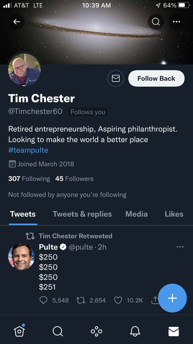 PhillipArthur's tweet photo. @pulte Thank you @pulte for what you do.  Just fyi this is the second person this week with #teampulte on their bio trying to scam those of us looking for help 😔 https://t.co/XksX9A7W9w