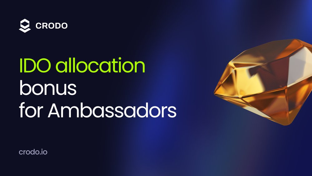 Crodo_io's tweet photo. Allocation for the best Ambassadors:

Top 10 = 500$
Top 11 - 50 = 300$
Top 51 - 100 = 150$
Top 101 - 200 = 100$
Top 201 - 500 = 50$

So, what is stopping you from becoming an Ambassador?
It's never too late, join here : https://t.co/r6qBwT381I

#CRODO #IDO #BONUS https://t.co/AeSbSLjTdk