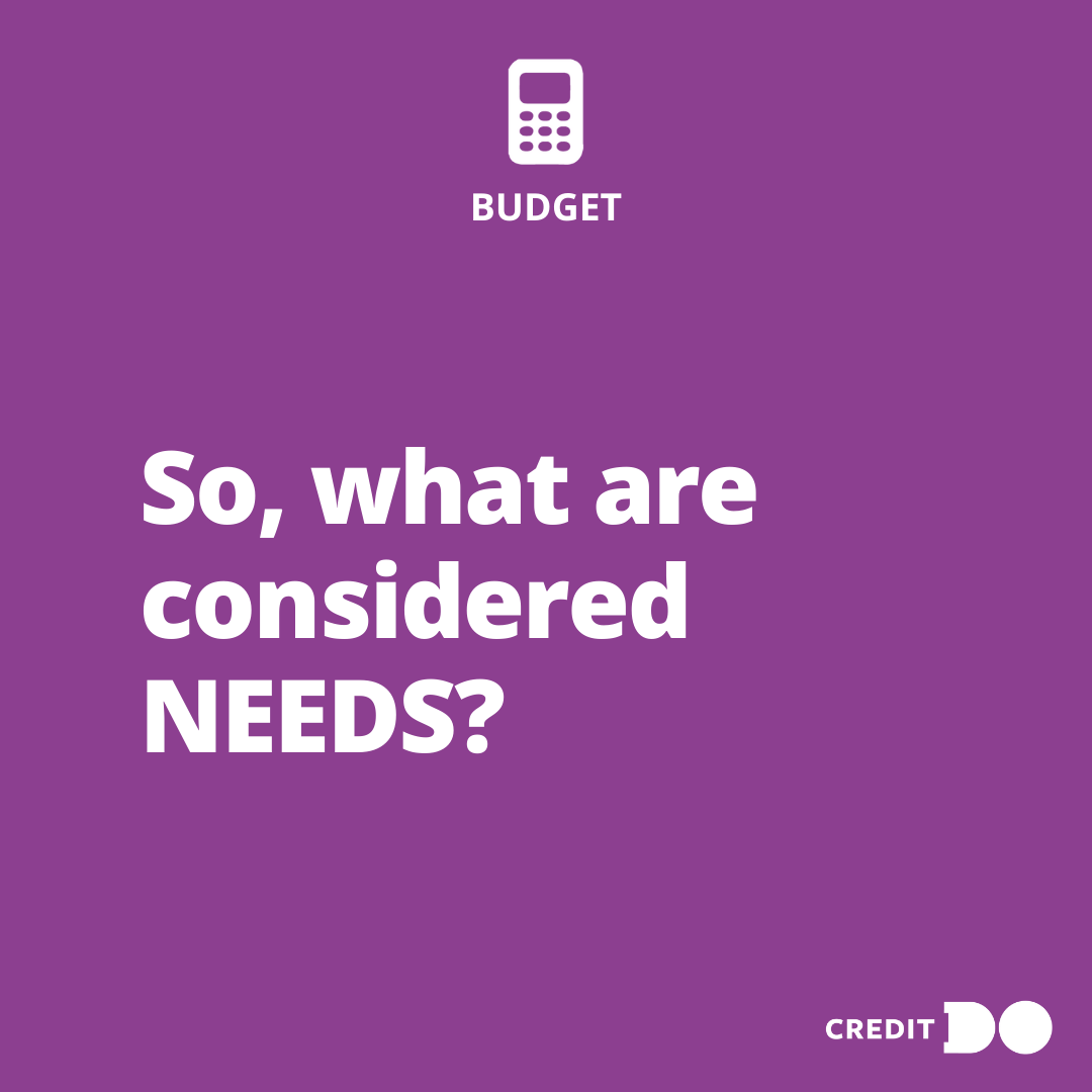 CreditDo's tweet photo. This week, we’re doing a needs vs wants refresher. Let’s start with #needs. 

#financialliteracymonth #budgeting101 #needsvswants https://t.co/1isymWMh6B