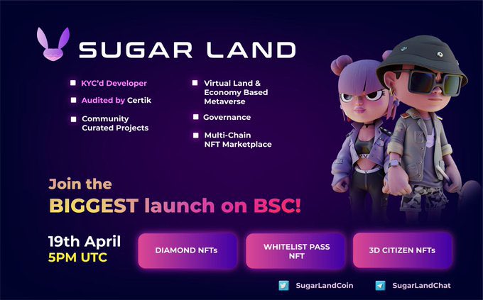 Ralvero's tweet photo. Looking forward for this presale on PinkSale👉 @SugarLandCoin $SUGAR 

🗓14th April 5pm UTC

✔️KYC’d dev
✔️Certik Audited Contract 
✔️#NFT marketplace

🌸Presale:
https://t.co/74GJISt34w

💬TG:
https://t.co/eX4dTlJpJa

🌐Web:
https://t.co/vFtkcqFf92

#DYOR #BSCGems #BSC https://t.co/bP6HKAAkt0