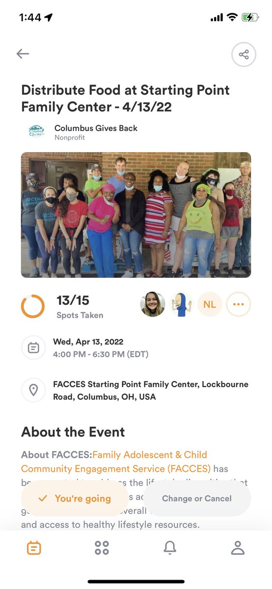 No plans today? Come volunteer with us at the FACCES to distribute food from 4-6:30 pm! We have 2 spots left! Sign up here: events.pointapp.org/9338

#volunteer #volunteerincbus #cbusgivesback