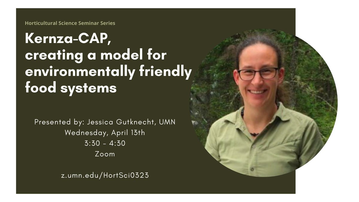UMNHorticulture's tweet photo. Join us this afternoon, Jess Gutknecht @UMNswac  joins us for her seminar "Kernza-CAP, creating a model for environmentally friendly food systems". 3:30 - 4:30. Register to join: https://t.co/KQM2gbpFPO https://t.co/K4OWkVIS9E
