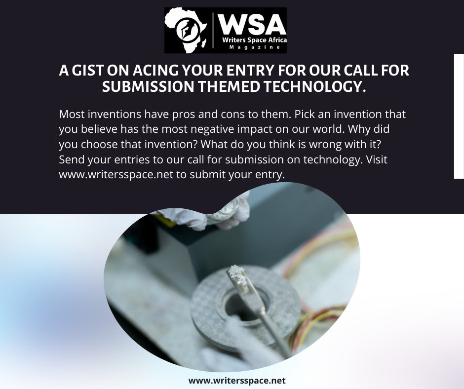 wsacentre's tweet photo. Coming out with content to build your ideas for writing on a specified theme has never come by easy. In acknowledging this, here is a tip to help you in developing a story idea for our call for submission themed “Technology”. Visit https://t.co/W5r2nFIbTu to submit now. https://t.co/ZscEwFnWWd