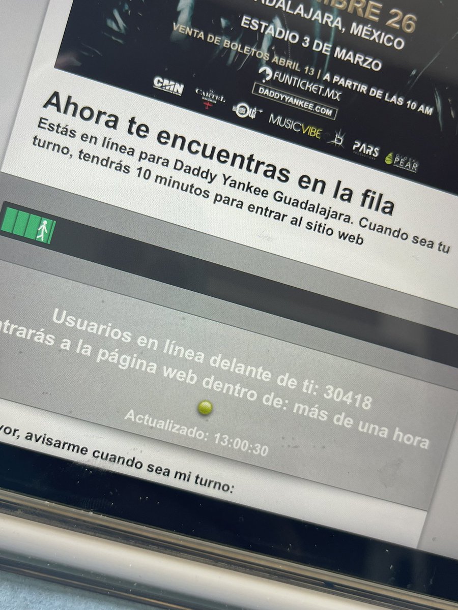 marifer_gm's tweet photo. Desde las 7:30 esperando la fila virtual, me tocó ser la 33 mil y ya pasaron 3 horas desde que inicio la “preventa” y no ha avanzado casi nadaaaaa #funticket #preventa #pesimo https://t.co/zHg5LCDoP3