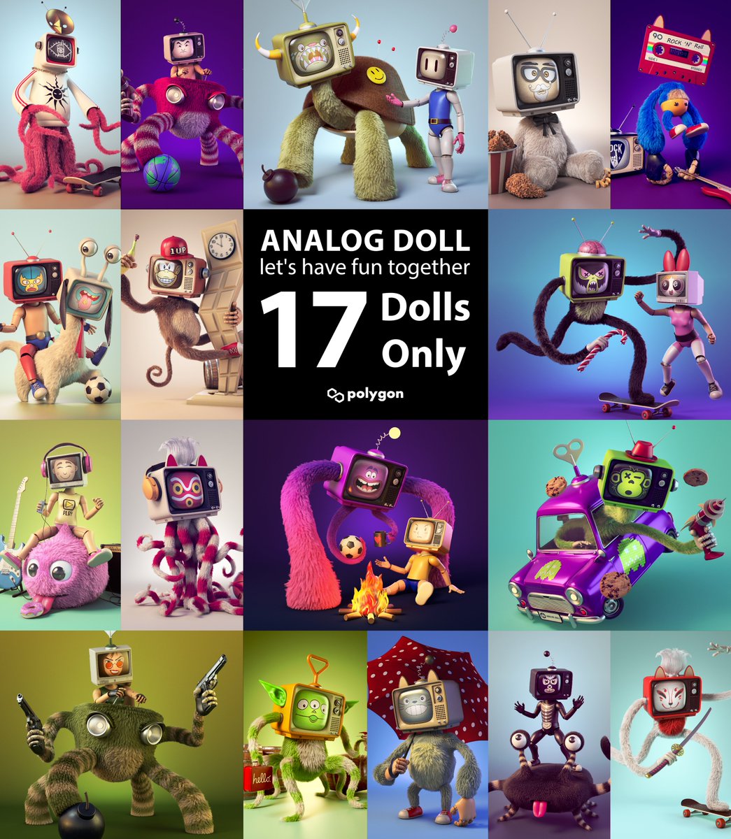 Please come and visit "Analog Doll" collection, Then you will fall in love with these dolls!!! 📺🐻🐻🐻

Only 17 dolls out of 132

opensea.io/collection/ana…

Join Discord : discord.gg/ZKv3P5cAk3

#NFT #NFTCommunity #NFTdrop #nftart #OpenSeaNTF #NFTartists #Polygon #NFTJPN