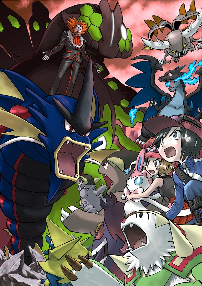 カロス地方「61巻カバーイラストの背景は、同じくポケモンの村最終決戦をモチーフにしたコロコロ」|山本サトシのイラスト