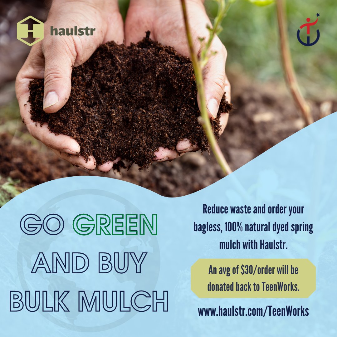 13 plastic bags are used for every cubic yard of mulch. Zero bags are used when you buy bulk. Go green with <a href="/HaulstrIndy/">Haulstr</a> and support local teens at TeenWorks when you order.

Schedule your mulch delivery at the link in bio.
