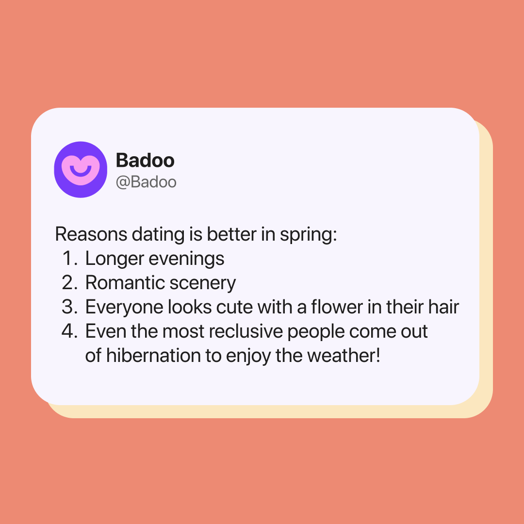 There's something about spring that puts us in the mood for love. 💜
What's your favourite season for dating? 👇
