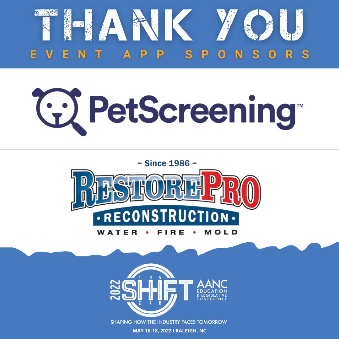 AANCOnline's tweet image. THANK YOU to our #AANC2022SHIFT Event App Sponsors: PetScreening and RestorePro Reconstruction! Not yet registered? Follow this link to reserve your spot: tinyurl.com/AANC2022confer…. #AANC2022SHIFT #getSHIFTdone #SHIFThappens #ohSHIFT