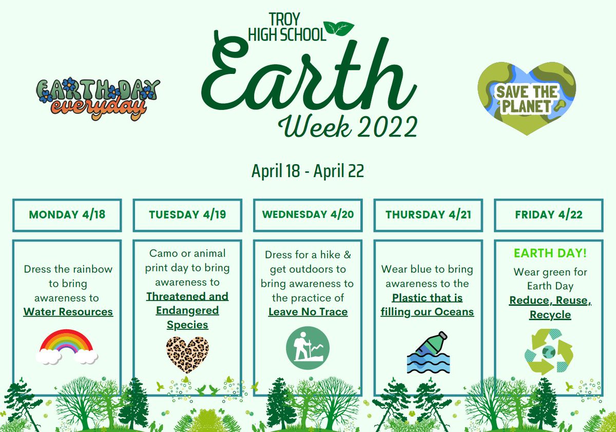 SPIRIT WEEK NEXT WEEK!!!!! 💚🐢🏞🏕🌎🌲🌿