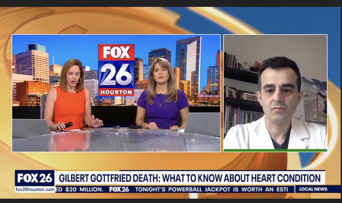 Dr. Kash Hematpour @HematpourK joined the local @FOX26Houston this AM to discuss #arrhythmia and the recent death of #GilbertGottfried. Check out what he had to say by clicking the link below! #epeeps #vtach #cardiotwitter @UTHealthHouston @memorialhermann