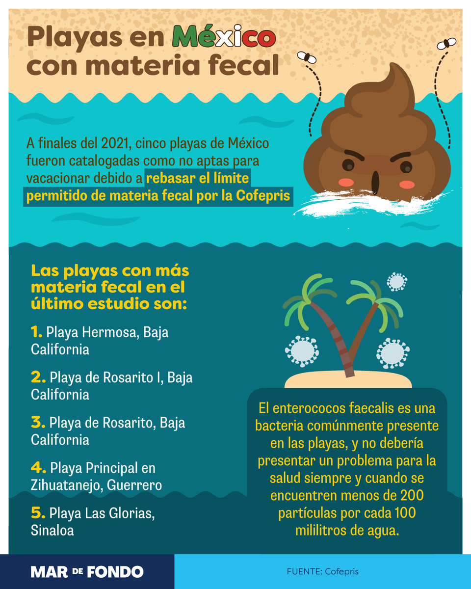 ¿Fuiste de vacaciones a la playa este fin de semana? 😎🏖 Te tenemos buenas noticias, ninguna de las playas de esta lista 💩  está en la #RivieraMaya.

#PlayasDeMéxico  #PlayasLimpias #materiafecal