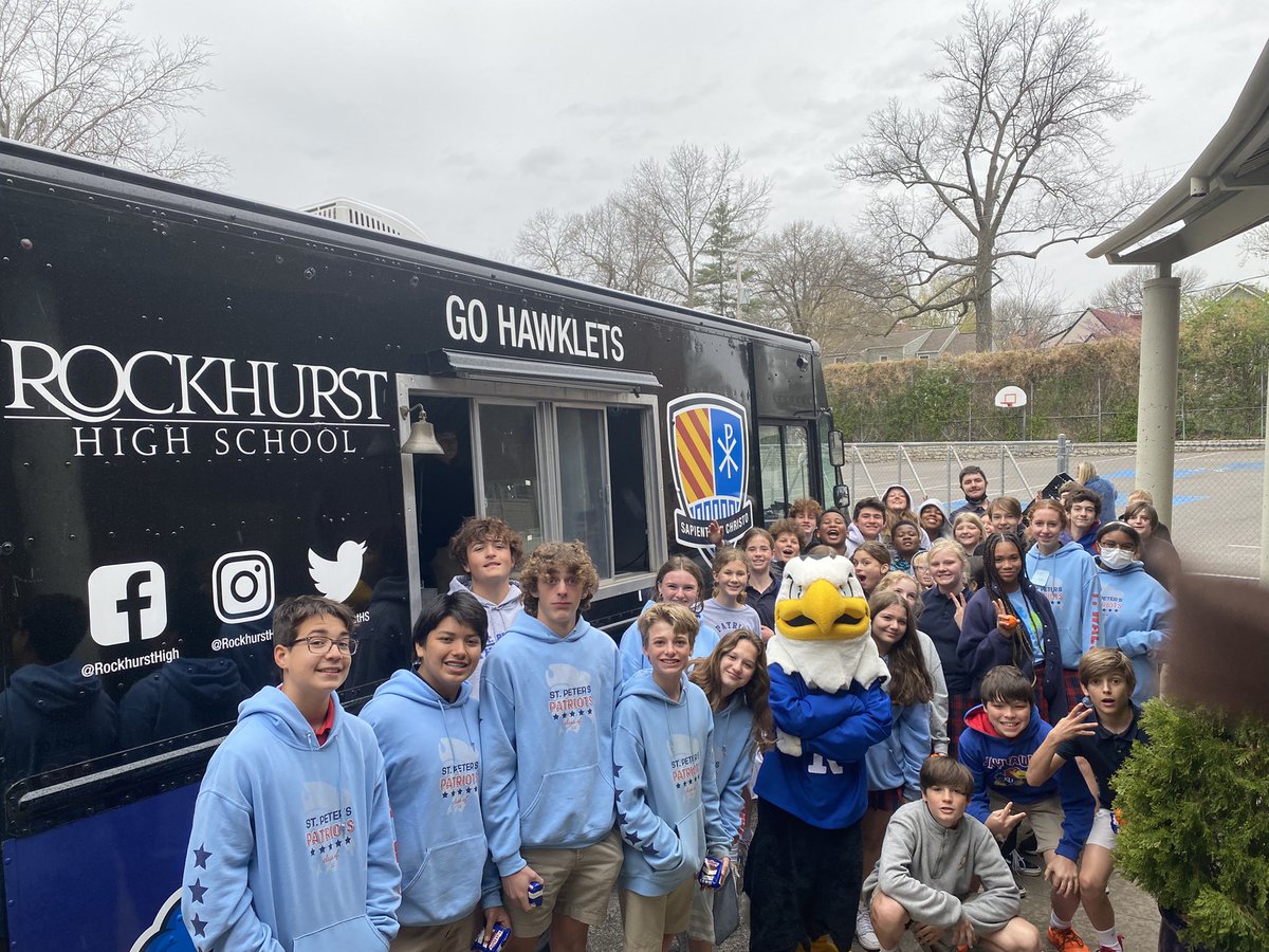 RockHighPres's tweet photo. Great to be at St Peter’s School today for our Hawklet tour!   Happy Hawklet greeting the middle schoolers today with some tasty ice cream sandwiches!   AMDG https://t.co/tFgEZuR4s1