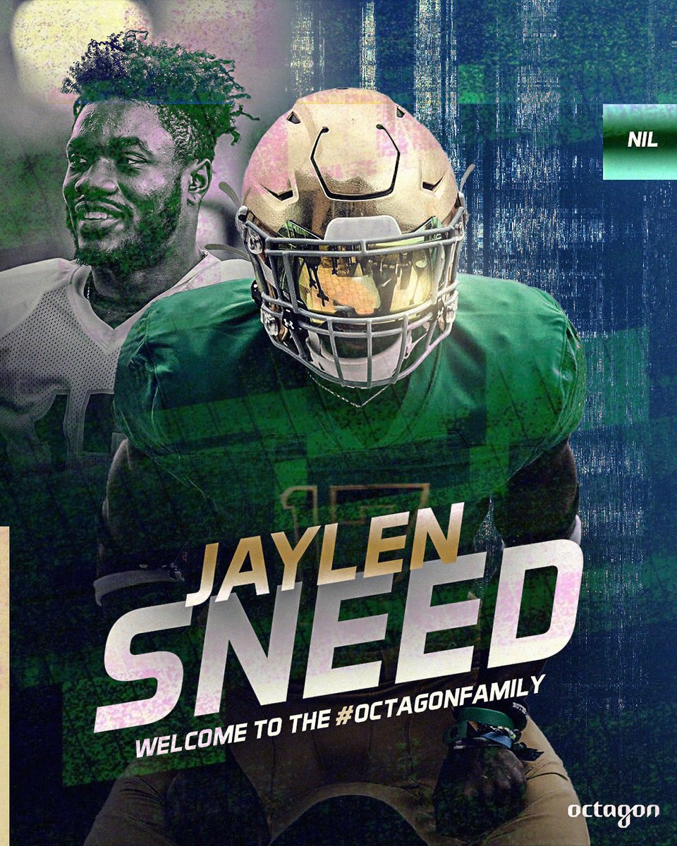 Excited to welcome <a href="/NDFootball/">Notre Dame Football</a> linebacker <a href="/sneed_jaylen/">Jaylen “Nuke” Sneed</a> to the #OctagonFamily for NIL representation! 🙌 

Jaylen was ranked as the No. 1 player in South Carolina by <a href="/Rivals/">Rivals</a> and the first linebacker to be named South Carolina Mr. Football in 2021. 👏🏈