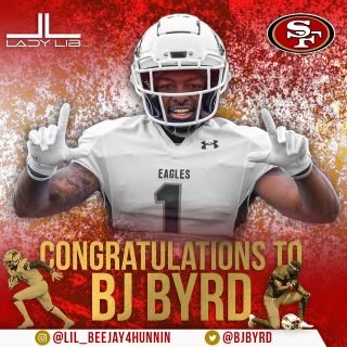 MSUEagles's tweet photo. .@MSUEaglesFB star ⁦@bjbyrd_⁩ is working out for the ⁦@49ers⁩ today. Good luck BJ in your ambitions for the NFL and professional career. 

#SoarHigher https://t.co/kXHjLup7Nk