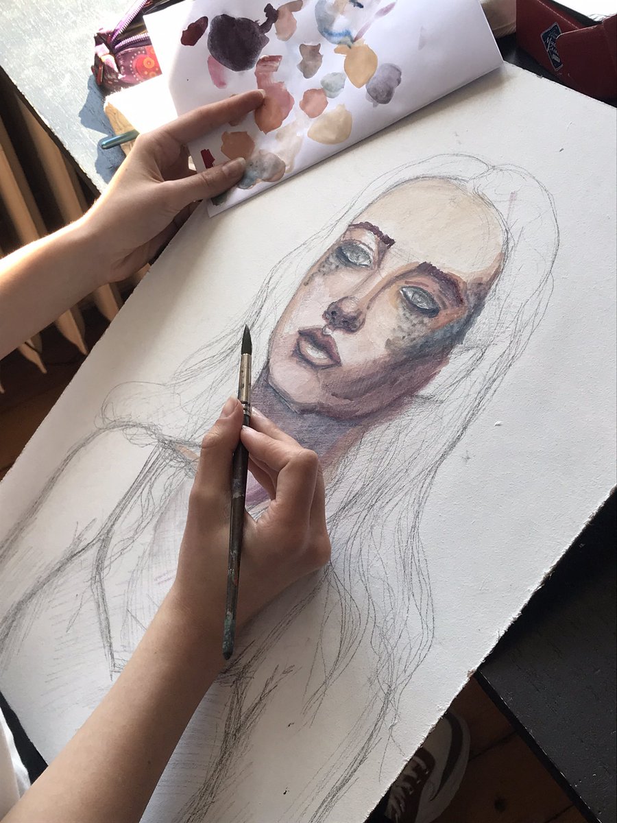 The beginning of my first gouache painting! Stay tuned!!!!