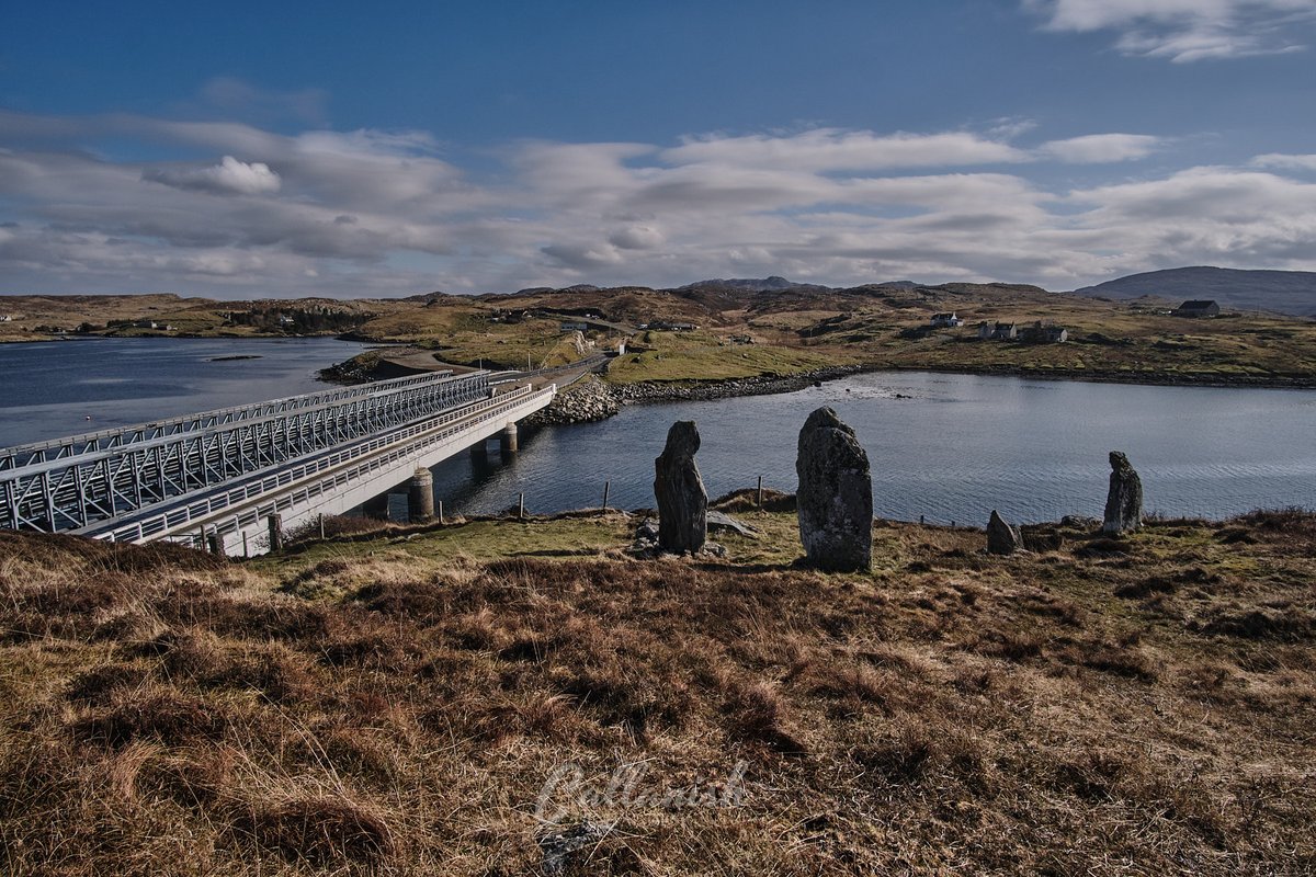 CallanishDD's tweet photo. Standing stones and bridges at Great Bernera today. 
If you knew Margaret she sent you out on trips. Seems she's still doing it!. :) Always good adventures worth taking. 
@alastairmci #greatbernera #outerhebrides #Scotland https://t.co/VIVmLwn0vp