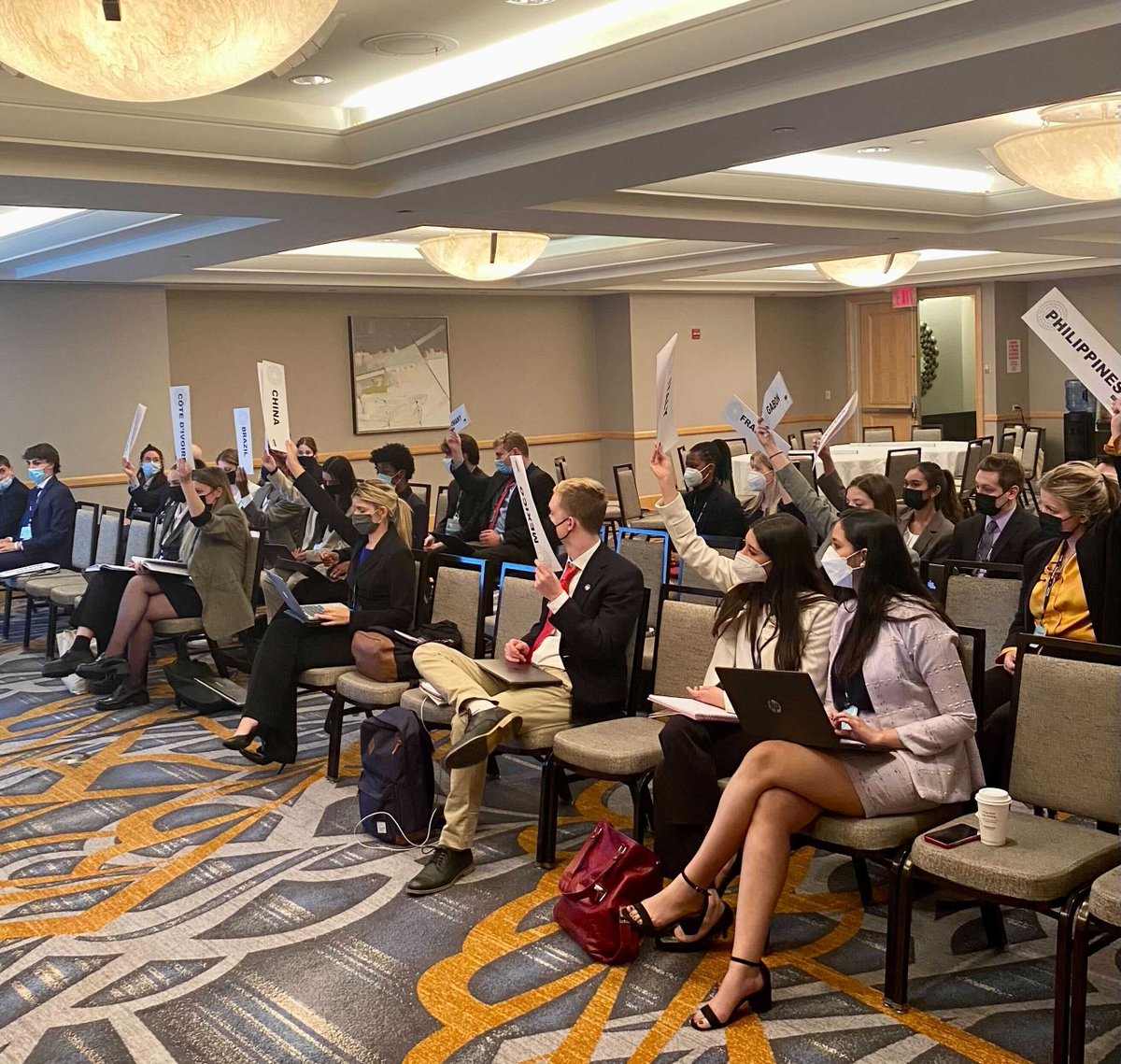TheOfficialNMUN's tweet image. Delegates are hard at work submitting draft resolutions and excited to vote on their topics by the end of the day! #NMUNNY2022 #MovingForwardTogether #resolutions #worldissues