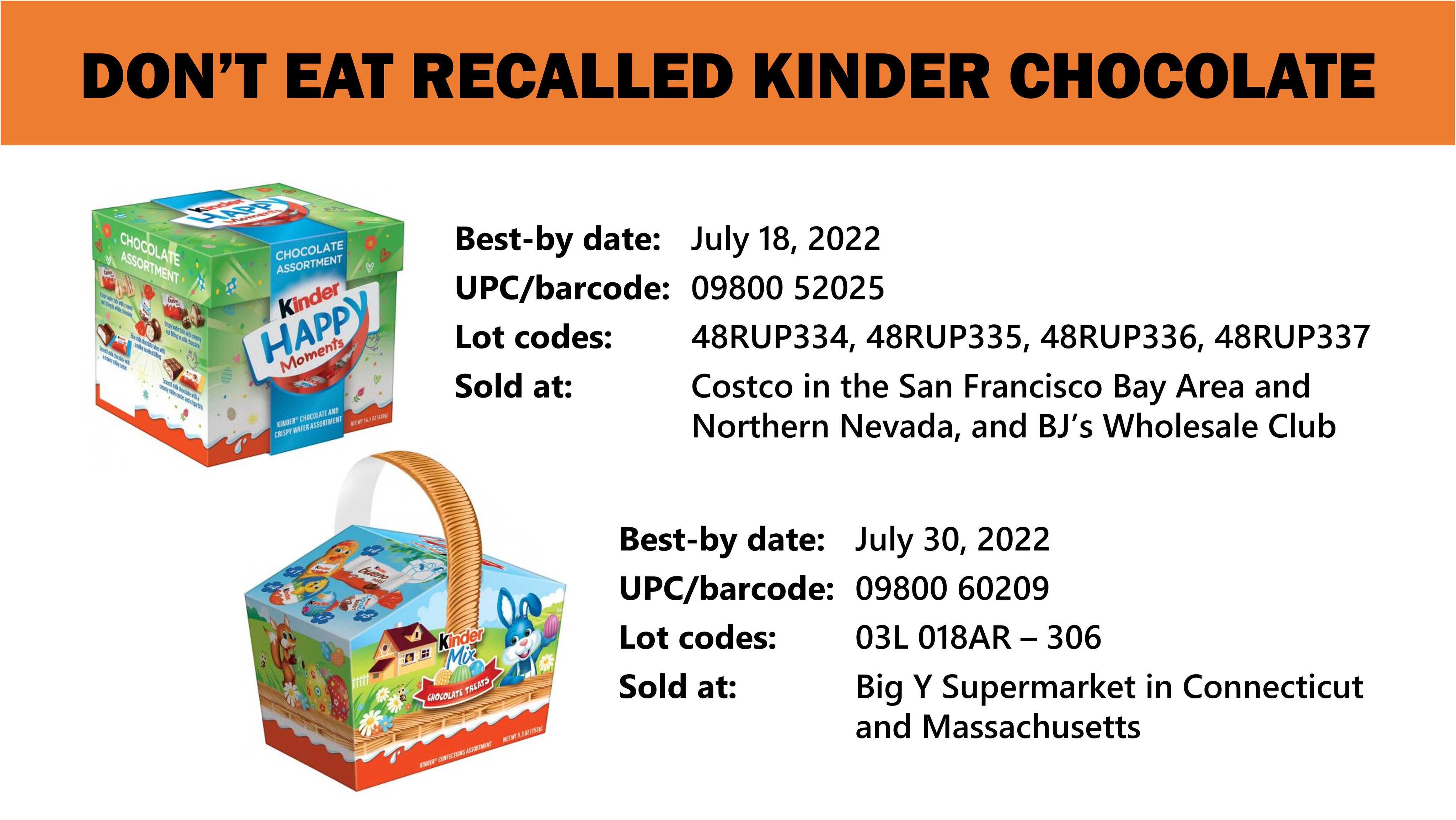 CDC on Twitter "KINDER CHOCOLATE RECALL Do not eat or give away recalled Kinder chocolate. It