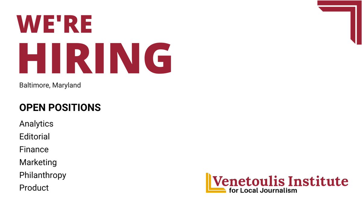 Baltimore is truly charm city, full of dreamers and doers eager to create and innovate. Learn how The Venetoulis Institute can help grow your career. We are hiring for several positions! Find your next job here: grnh.se/b6bf2dfe4us?ta…