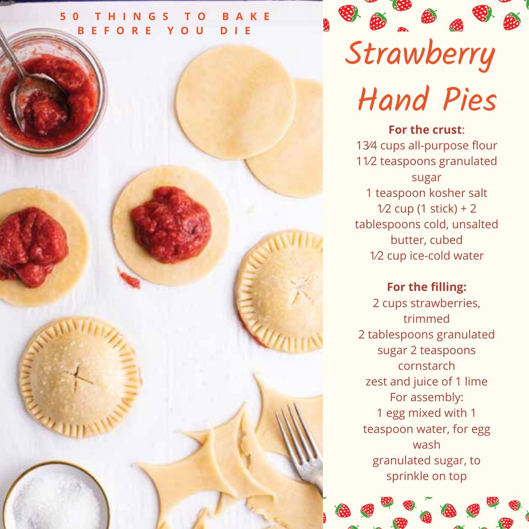 UlyssesPress's tweet photo. 50 Things to Bake Before You Die features delicious recipes that will get your taste buds excited π€©
The Strawberry Hand Pie recipe by Tracy Wilk, from #BakeItForward is the perfect bite size summer treat!
Make it today and tag us @UlyssesPress to be featured on our next post. https://t.co/e5iZSyqX3Y