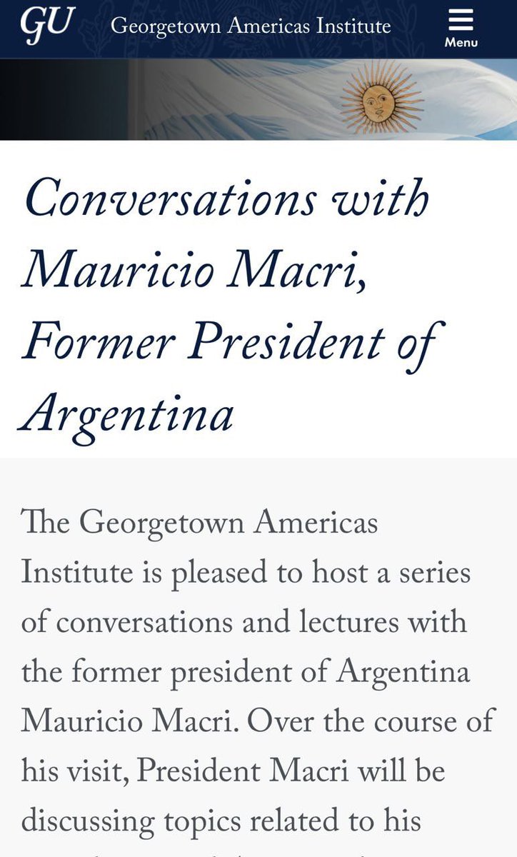 mauriciomacri's tweet photo. Agradecido por la invitación del Georgetown Americas Institute. 19 y 20 de abril estaré allí discutiendo sobre los desafíos actuales de la Argentina, la experiencia en la presidencia, liderazgo, asuntos exteriores, gobernanza y gestión. https://t.co/UA7o8i9Adl https://t.co/cfnPv0oxbK