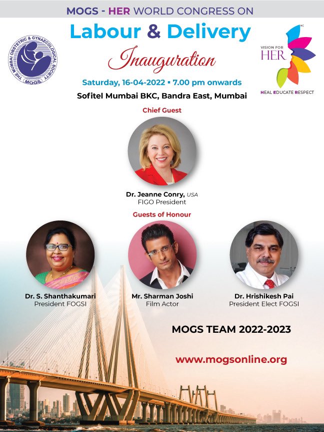 MOGSHQ's tweet photo. Welcome to @MOGSHQ #HER #Inauguration #16thApril22
Time: 7:00 pm - 7:30 pm IST
Venue: Hotel @SofitelMumbai
Chief Guest:
@ConryJeanne
@FIGOHQ President #USA
Guests of Honour: @DrSShanthaHYD @TheSharmanJoshi @dochrishikesh
RSVP @MOGSHQ OFFICE
#TeamMOGS (2022-2023) @Niru22 https://t.co/ekfpmgXba0