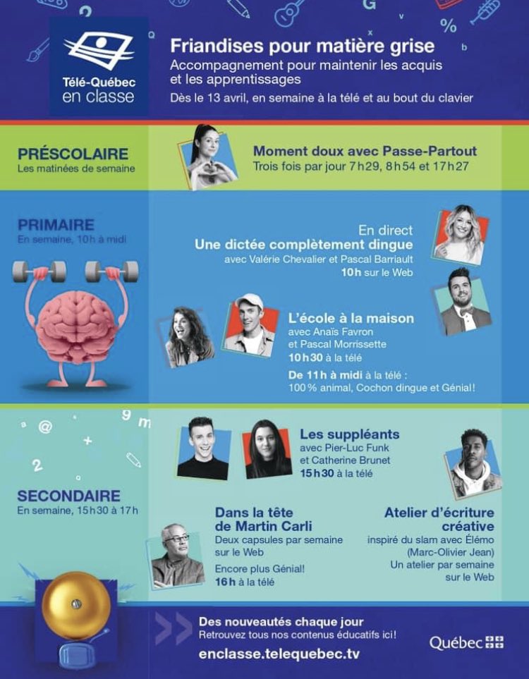 justinemercier's tweet image. Il y a deux ans aujourd’hui, nos enfants se branchaient sur @telequebec pendant le grand confinement. Il y avait entre autres la dictée présentée par @ValChevalier. Il me semble que ça fait une éternité tout ça. Une programmation qu’on avait bien appréciée.