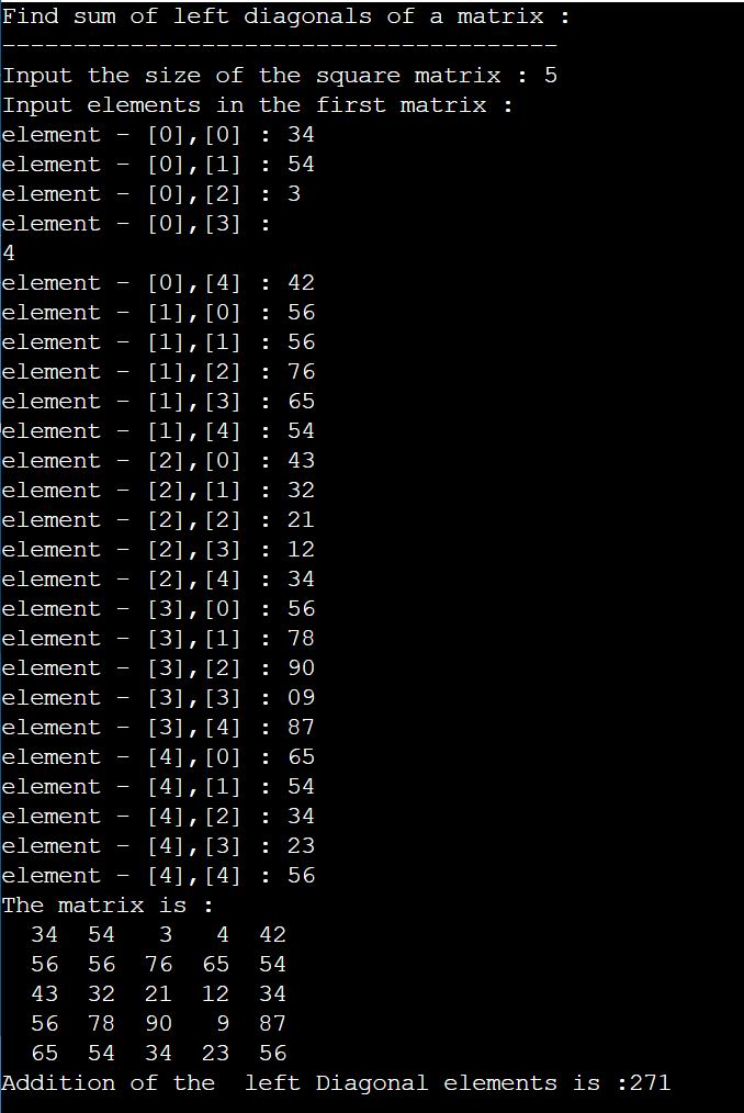 tripathi__vt's tweet photo. day"75" of #365daysofcode with 
@scaler_official
problem : "Write a program in C++ to 
Find the sum of left diagonals of a matrix"
//Started with C++//
#scalerdiscord #scalerlearning https://t.co/o3DHnxO9a7