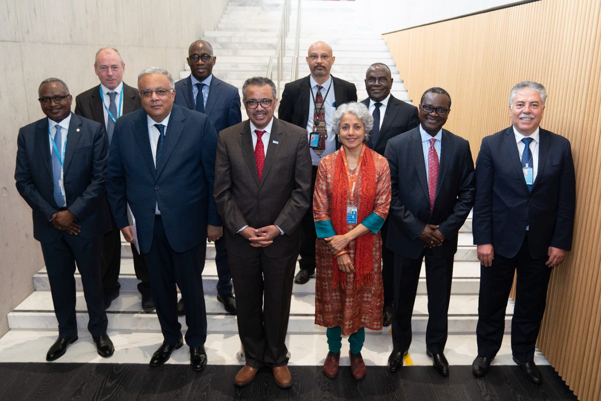 KenyaMissionUNG's tweet photo. This morning, H.E Amb. Mailu chaired a meeting between @DrTedros and fellow Ambassadors representing the 6 African recipients of the mRNA COVID-19 vaccine technology being coordinated by @WHO. @ForeignOfficeKE @MOH_Kenya https://t.co/Ltfhu7mhs9