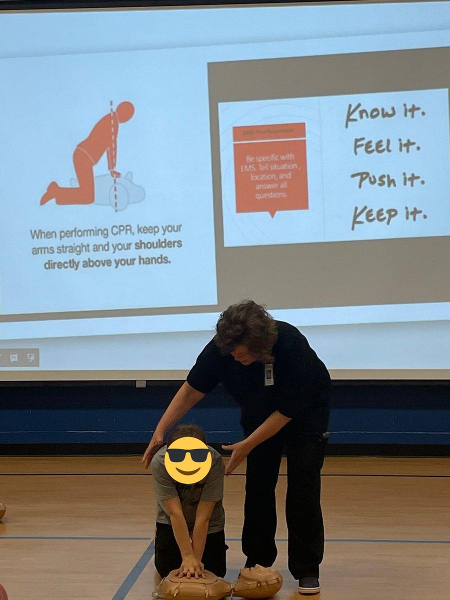 MrsHickersonPE's tweet photo. 5th Grade learning hands only CPR this week. So thankful for our nurses to teach this important lesson and information to our 5th graders. https://t.co/Z5flZA3wXv