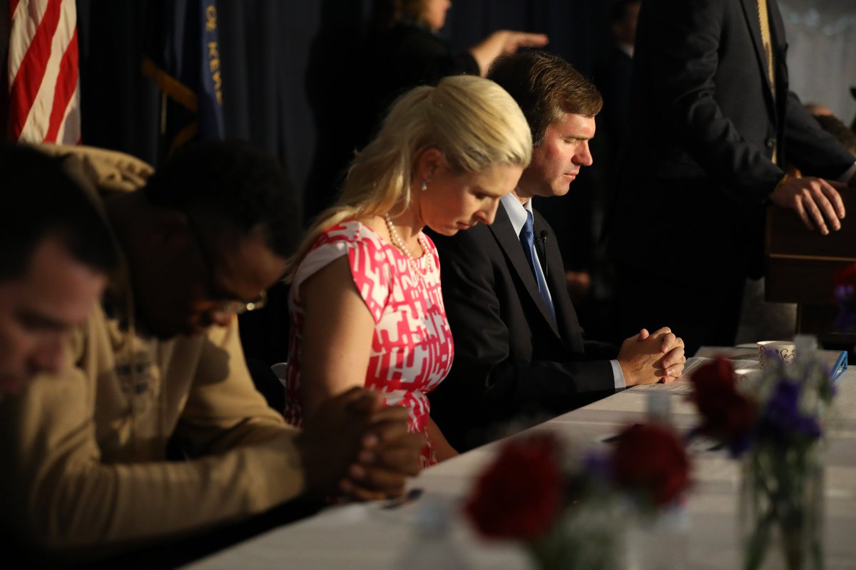 GovAndyBeshear's tweet photo. As a man of faith, and as Governor and a citizen of our great commonwealth, I was proud to finally be able to host the annual Governor's Prayer Breakfast in person. Let us love our neighbor and work together for a better Kentucky where every person can live and thrive. https://t.co/vEjR3qVcRU