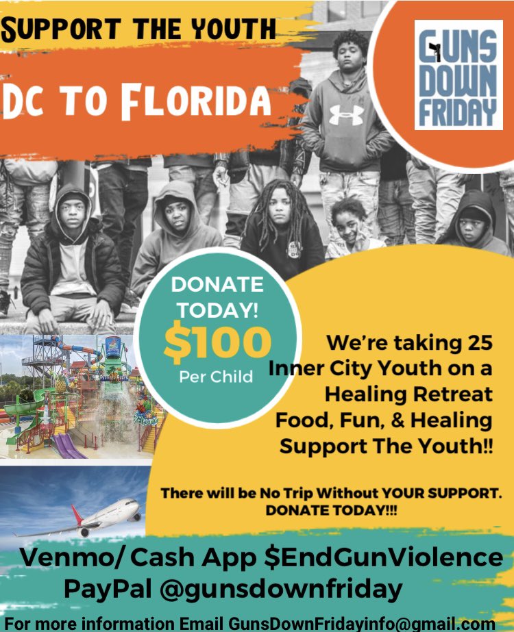 Were taking 25 Inner City Youth on a Healing Retreat. These children go through so much on a daily. Want to show them the Community Loves them &amp;Cares✨We Will Not be able to take 25 kids without YOUR support. Ending Gun Violence Together💯 SUPPORT TODAY‼️ GunsDownFriday.com