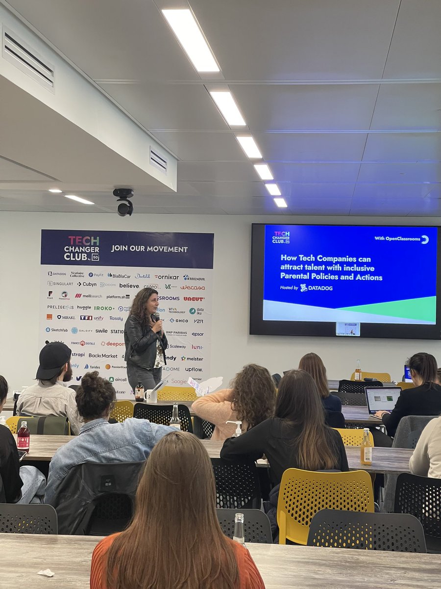 p_mariaps's tweet photo. Tonight we are hosting the @50inTech team at @datadoghq for another amazing chapter of their Tech Changer Club!  

So happy to have @carolineramade and all the #TechChangers to discuss inclusive parental policies. https://t.co/jopoCifSlW