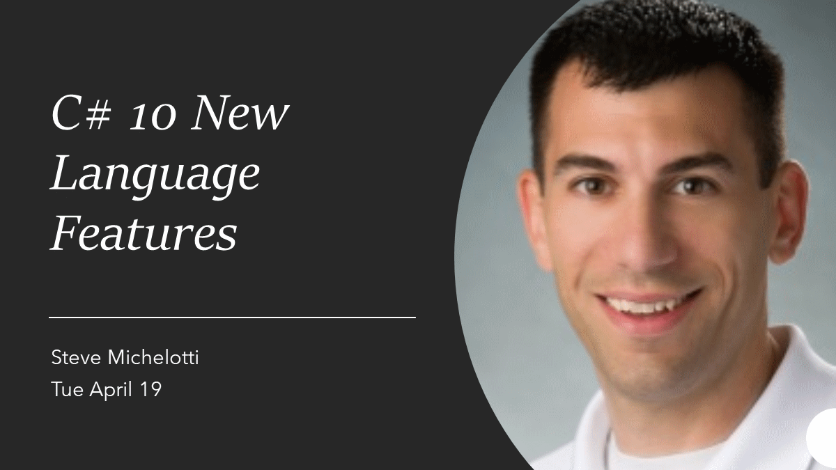 Come master the latest C# 10 language features like global/implicit usings and interpolated string handlers next Tue April 19 with 
<a href="/smichelotti/">Steve Michelotti</a> meetup.com/CapArea-Net/ev…