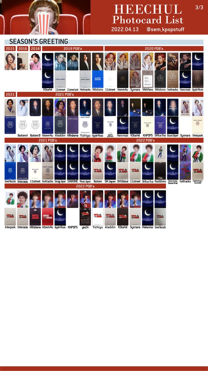 SUPER JUNIOR - INDIVIDUAL - HEECHUL] [2022.04.13 | Photocard List