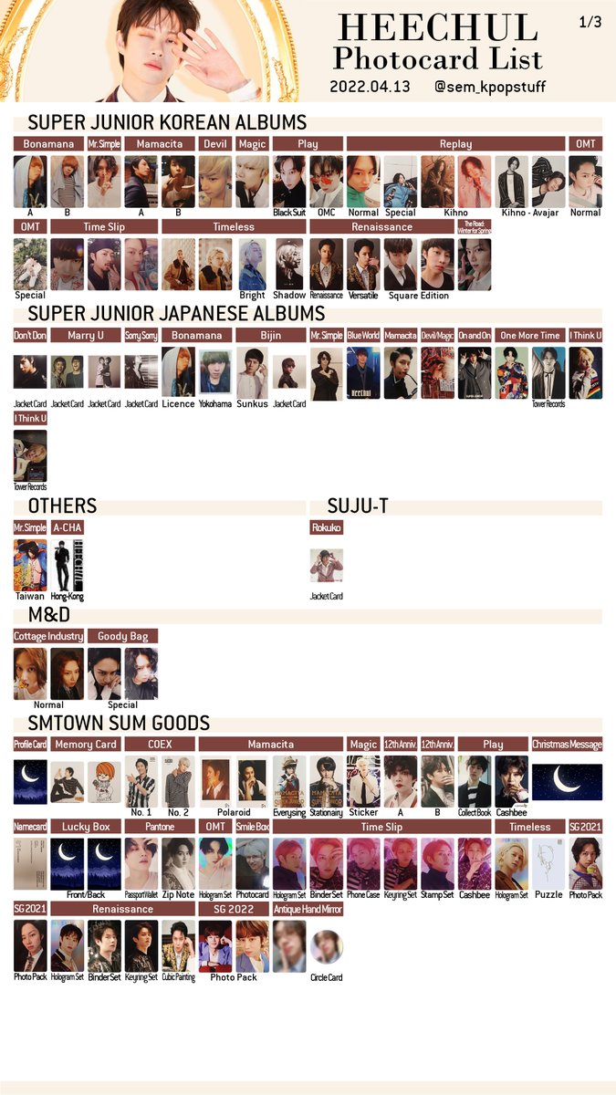 SUPER JUNIOR - INDIVIDUAL - HEECHUL] [2022.04.13 | Photocard List